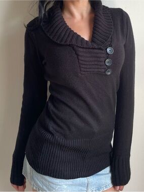 Guess Chunky Sweater with Button Detail